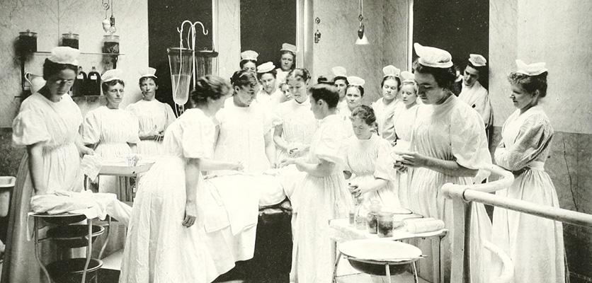 Marie Mergler's surgical clinic at the Woman's Hospital, circa 1900. Via Internet Archive.
